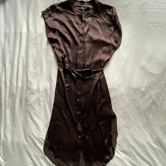 Banana Republic Chocolate Brown Belted Silk Dress - Picture 1 of 5